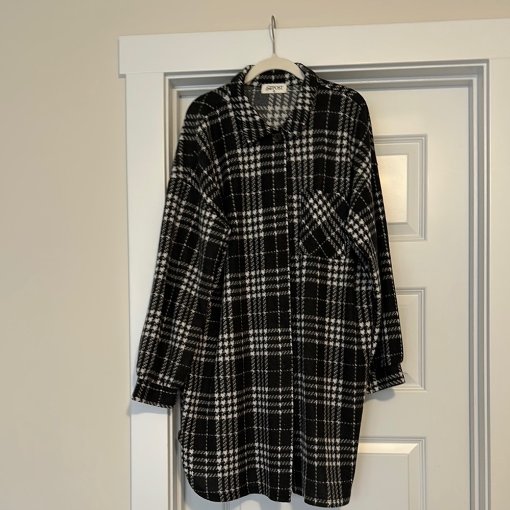 Nwot Black and White Plaid Shirt Dress